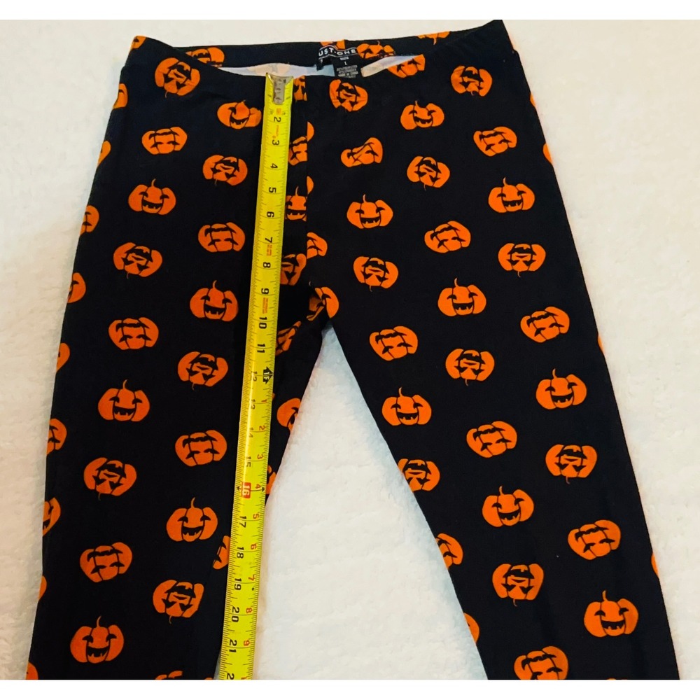 Just One Halloween Leggings Womens Large Black Orange Pumpkin Jack-O-Lantern - Picture 3 of 6